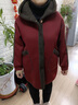 媽媽秋冬時(shí)尚連帽寬松外套中老年女裝羊羔絨雙面穿中長(cháng)款棉服大衣 酒紅色 2XL 建議120-140斤 曬單實(shí)拍圖