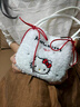三麗鷗官方正版凱蒂貓毛絨百搭手提包可愛(ài)卡通大容量單肩通勤包秋冬女包 曬單實(shí)拍圖