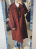 茵曼羊駝毛桑蠶絲牛角扣雙面呢大衣2025冬女裝新款毛呢外套 大紅色 S 曬單實(shí)拍圖