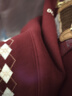Teenie Weenie小熊女裝衛衣2025冬季新款格紋圖案拼接時(shí)髦圓領(lǐng)上衣 酒紅色 S 曬單實(shí)拍圖