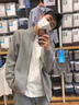 主意范（ZHUYIFAN）雙拉鏈開(kāi)衫毛衣外套男春秋半高領(lǐng)加厚保暖oversize情侶針織衫夾克 灰色半高領(lǐng)（高品質(zhì)升級版） XL 125-145斤 曬單實(shí)拍圖