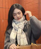 CEENIU圍巾女生2025秋冬季新款韓系百搭氛圍感圍脖女士保暖披肩生日禮物 流蘇格子條紋圍巾【米白色】 曬單實(shí)拍圖