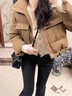 妙奕嘉韓版短款口袋棉服冬季棉服女外套冬洋氣棉襖高級感棉衣短款厚外套 復古立領(lǐng)面包服【卡其色】M（建議90-115斤） 曬單實(shí)拍圖