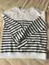 歐莎（OSA）知性通勤條紋長(cháng)袖T恤女2025秋新款法式寬松顯瘦內搭打底衫上衣 黑白條 XS 曬單實(shí)拍圖