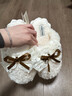 COSMICKISS復古毛絨絨保暖情侶棉拖鞋冬季網(wǎng)紅可愛(ài)蝴蝶結居家包頭月子鞋男女 女款-白色38-39（適合37-38） 曬單實(shí)拍圖