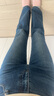 朗姿棉質(zhì)牛仔褲高級感通勤女褲子氣質(zhì)微喇冬季新款休閑褲長(cháng)褲 藏藍色2 M 曬單實(shí)拍圖