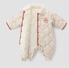 巴厘小豬嬰兒夾棉連體衣秋冬款新生兒冬季外出服中國風(fēng)新年服寶寶哈衣 米杏 73cm 曬單實(shí)拍圖