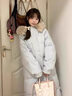 鹿王戀雪韓版羽絨服女裝2025年冬季新款寬松大毛領(lǐng)超長(cháng)款加厚保暖連帽外套 藍色 S （115～135斤） 曬單實(shí)拍圖