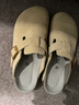Devo軟木鞋男女時(shí)尚包頭鞋勃肯拖鞋休閑外穿拖鞋3624 淺米黃反絨皮 36 （建議拍小一碼） 曬單實(shí)拍圖