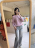 顏域長(cháng)袖寬松毛衣女2025冬季新款慵懶風(fēng)加厚保暖條紋針織衫上衣女 粉色 L 曬單實(shí)拍圖