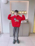 NASA STONE兒童衛衣套裝秋冬裝2026馬年紅色本命年衣服男女童加絨過(guò)年拜年服 紅色+黑褲子（加絨款一） 150 兒童尺碼推薦【70-80斤】 曬單實(shí)拍圖