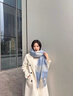 回力圍巾女冬季長(cháng)款圍巾百搭格子保暖圍巾氛圍感藍色長(cháng)款流蘇披肩圍脖 藍色 曬單實(shí)拍圖