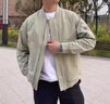 羅蒙（ROMON）立領(lǐng)飛行夾克男復古運動(dòng)棒球服工裝休閑上衣美式哈靈頓外套 豆綠色 耐磨易打理 XL 建議體重140-160斤 曬單實(shí)拍圖