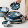 悠瓷（youcci）高級感窯變釉藍色餐具陶瓷面碗飯碗湯碗成套歐式家用復古不規則碗 云夢(mèng)-6.5英寸不規則面碗-碧藍 曬單實(shí)拍圖