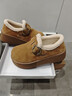 百麗（Belle）千層可頌質(zhì)感勃肯鞋女2025秋新款商場(chǎng)厚底增高休閑鞋E4S1DCM5預售 淺棕色-毛里 38 曬單實(shí)拍圖