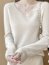 恒啟源【斷碼撤柜】100%純羊毛針織衫基礎打底衫女V領(lǐng)秋冬新款洋氣內搭 原絨米 M 曬單實(shí)拍圖