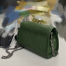 裘真信封包女鏈條斜挎單肩包休閑復古小包植鞣頭層牛皮包包 綠色-小號 曬單實(shí)拍圖