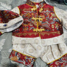 羅蒙周歲衣服抓周服男寶寶女寶百天滿(mǎn)月生日唐裝新中式演出服 紅色 L 曬單實(shí)拍圖