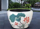 晟煦新款庭院大缸景德鎮陶瓷水缸金魚(yú)缸荷花碗蓮睡蓮盆烏龜缸酒店擺件 圓口白泥點(diǎn)紅荷花 73x73x52cm 特大號直徑73cm高52c 曬單實(shí)拍圖