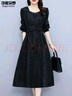 莎妮朵羅大碼女裝遮肚子胖女人胖mm新款秋冬裝收腰顯瘦長(cháng)袖連衣裙子19521 黑色 XL 建議120-140斤穿著(zhù) 曬單實(shí)拍圖