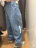 大嘴猴（paul frank）牛仔褲男士秋季寬松闊腿褲子男美式休閑褲男褲 復古藍色加絨 34 曬單實(shí)拍圖