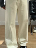 自巧小個(gè)子白色直筒闊腿褲女2025秋裝新款復古牛仔褲遮胯顯瘦褲子 巧米色 XS （尺碼：2） 曬單實(shí)拍圖