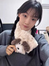 桂岐可愛(ài)小狗圍脖女秋冬季保暖毛絨絨圍巾加厚少女心小清新款脖套韓版 可愛(ài)狗狗圍巾【米色 80*13cm】 曬單實(shí)拍圖