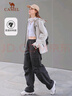 駱駝（CAMEL）直筒梭織工裝長(cháng)褲女防潑水百搭傘兵褲 C24CA6L6619 幻影黑 S 曬單實(shí)拍圖