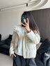 玖姿·安娜蔻休閑通勤減齡連帽短款發(fā)熱鵝絨羽絨服女2025冬季新款 米白 M 曬單實(shí)拍圖