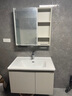 九牧（JOMOO）浴室柜陶瓷一體盆衛生間洗臉盆柜組合洗手盆衛浴洗漱臺A2741升級 智能款 雙側燈|除霧 冷灰80cm 【無(wú)龍頭】 曬單實(shí)拍圖