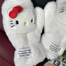 HelloKitty手套女冬季毛絨可愛(ài)加絨韓版可掛脖連指騎行防寒風(fēng)加厚 白色 曬單實(shí)拍圖