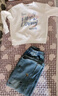 迪士尼童裝兒童衛衣套裝2025秋季新款洋氣韓版女童闊腿牛仔褲卡通秋裝 曬單實(shí)拍圖