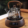 全度玻璃提梁壺家用小型電陶爐煮茶器燒水壺大容量保溫玻璃茶壺 提梁壺（煙灰色）+康米電陶 曬單實(shí)拍圖