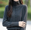 恒源祥2025新款翻領(lǐng)針織衫女士開(kāi)衫毛衣外套冬季加厚高領(lǐng)羊毛打底衫寬松 深灰色 M 80-100斤 曬單實(shí)拍圖
