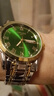 (0.01)全自動(dòng)機芯表夜光精鋼日歷手表男士韓版情侶石英非機械表 羅馬男款 間金帶綠面 曬單實(shí)拍圖
