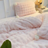 水星系列家紡少女風(fēng)冬季韓版兔兔絨牛奶絨床上四件套加厚保暖親膚床單被套床品 泡芙兔兔絨-桃粉 1.2m床三件套 床單款 150x200cm 曬單實(shí)拍圖