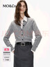 MO&Co.針織衫開(kāi)衫綿羊毛山羊絨高智感扭繩絞花肌理短款摩安珂 淺花灰色 XS 155 曬單實(shí)拍圖