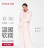 愛(ài)慕女睡衣套裝絨款保暖翻領(lǐng)可外穿開(kāi)衫家居服套裝 淺粉色30G M (165) 曬單實(shí)拍圖