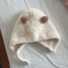 兔兔大文嬰兒帽子秋冬季小月齡0-6-12個(gè)月保暖3歲男女寶寶護耳毛絨套頭帽 小球米白色+包頭彈力好 頭圍38-48cm（建議0-2歲） 曬單實(shí)拍圖