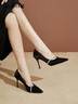 達芙妮超高跟鞋女尖頭淺口細跟時(shí)尚優(yōu)雅增高氣質(zhì)女鞋宴會(huì )鞋 黑色 35  曬單實(shí)拍圖