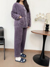 妮狄婭睡衣女冬季加厚保暖珊瑚絨簡(jiǎn)約優(yōu)雅紫色可外穿羊羔絨家居服套裝 紫色 TF25475 L (165) 【參考體重105-125斤】 曬單實(shí)拍圖