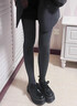 完美記憶高腰打底褲女秋冬季外穿顯瘦連褲襪豎條紋 深灰色薄絨踩腳款 曬單實(shí)拍圖