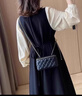 法式赫本風(fēng)假兩件拼接長(cháng)袖連衣裙春秋大碼胖mm遮肚顯瘦氣質(zhì)小黑裙 黑色 3XL 建議160到180斤 曬單實(shí)拍圖