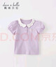戴維貝拉（DAVE＆BELLA）兒童t恤夏裝新款女童POLO衫中大童上衣洋氣花邊領(lǐng)衣服童裝 煙紫色【現貨】 110 cm（建議身高100-110cm） 曬單實(shí)拍圖