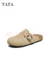 他她（TATA）加絨復古勃肯鞋女厚底包頭拖鞋外穿穆勒鞋2025年新款 杏色（半拖款） 38 曬單實(shí)拍圖