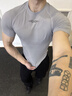 GOLOVEJOY健身衣男士速干短袖跑步運動(dòng)訓練服壓縮T恤彈力上衣 鈦鋅灰 XL 曬單實(shí)拍圖