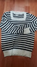 品彩（PinCai）針織衫女曠野美拉德字母胸針?lè )筋I(lǐng)針織T恤條紋內搭上衣P143Z3007 曬單實(shí)拍圖