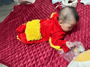 秋冬兒童嬰兒純棉連體衣長(cháng)袖爬服衣服連體衣衣服睡衣 紅色 包手包腳 90cm 曬單實(shí)拍圖
