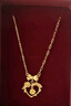 中銀億金蝴蝶結黃金項鏈女愛(ài)心玫瑰足金吊墜套鏈生日情人節禮物送女友老婆 蝴蝶結愛(ài)心玫瑰套鏈 金重約7.5g 曬單實(shí)拍圖