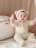 G.duck新生嬰兒連體衣秋季超萌寶寶秋裝毛絨衣服毛茸茸小熊哈衣春秋爬服 米白色#不掉毛# 含帽 73cm 模特碼身高74體重19穿73合身 曬單實(shí)拍圖